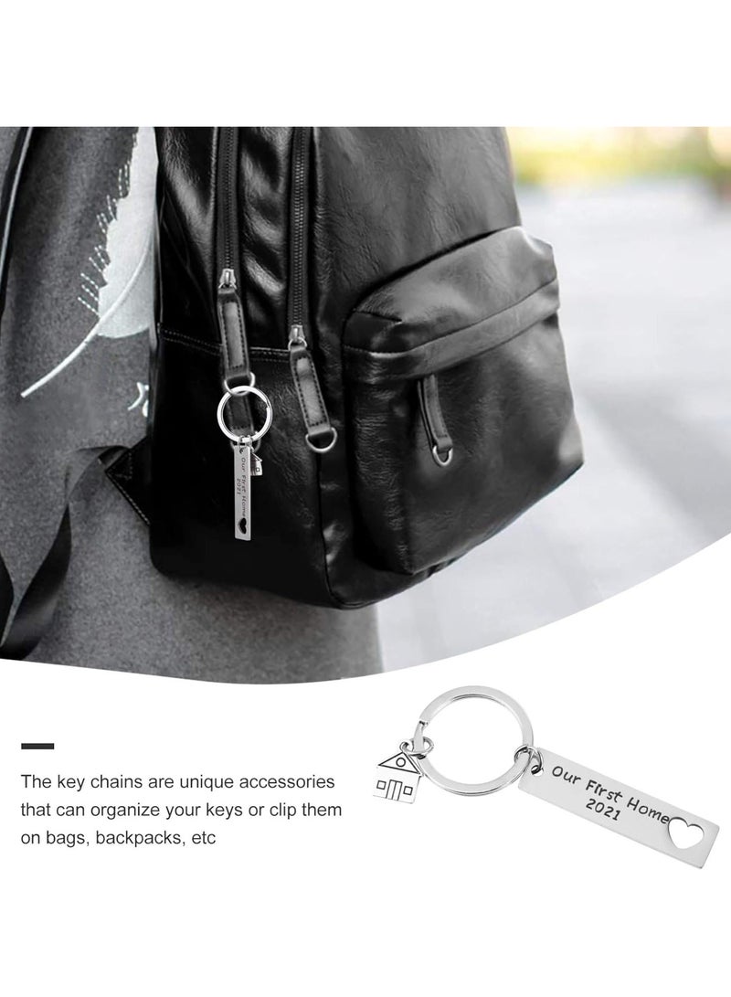 GGOOT 2Pcs New Home Keychain 2021 Housewarming Gifts Keychain First Home Keyring Neighbor Gifts for Friends Homeowner - Image 3