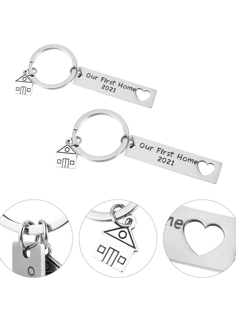 GGOOT 2Pcs New Home Keychain 2021 Housewarming Gifts Keychain First Home Keyring Neighbor Gifts for Friends Homeowner - Image 5