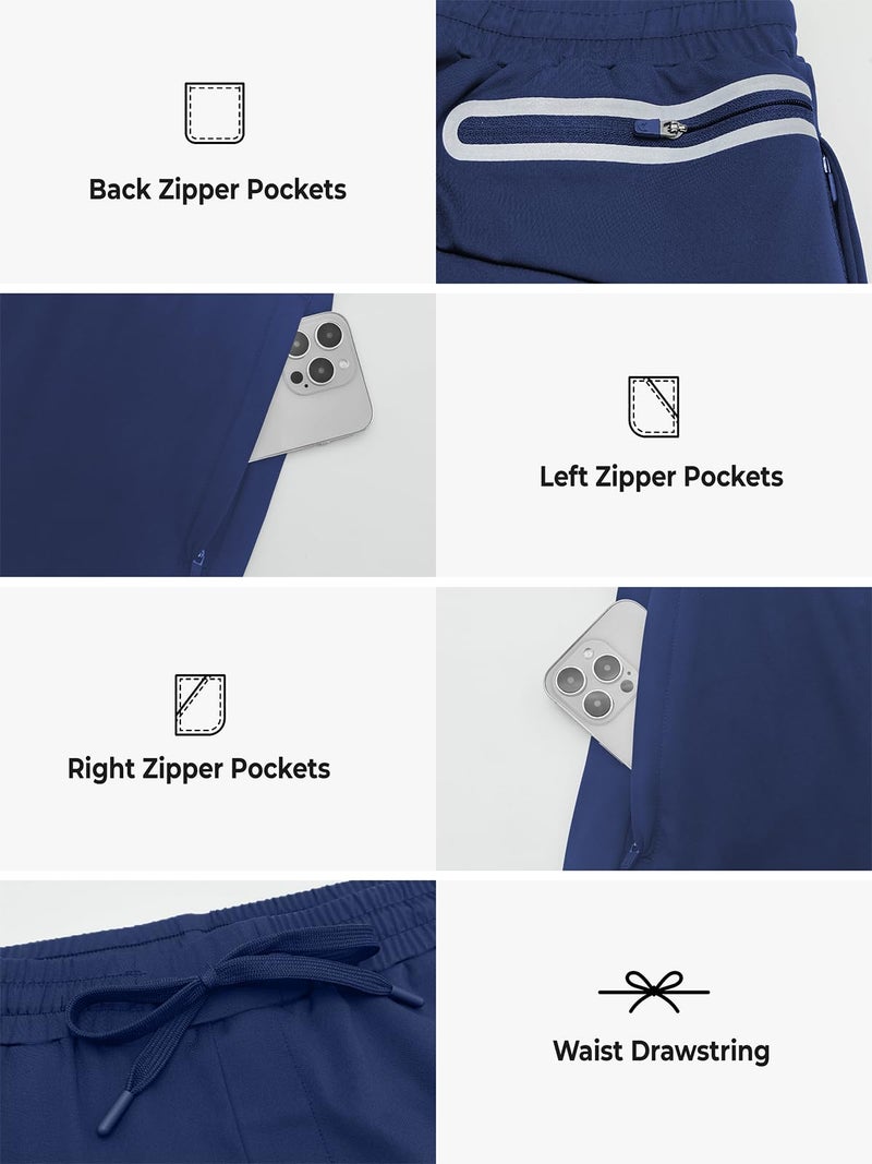 NORTHYARD Men's Joggers Pants with Zipper Pockets Lightweight Sweatpants Athletic Running Workout Track Pants for Men Navy M - Image 4
