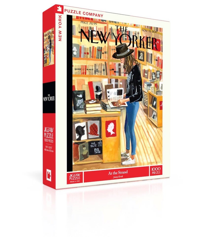 New York Puzzle Company - New Yorker at The Strand - 1000 Piece Jigsaw Puzzle for Adults by Jenny Kroik - Image 3