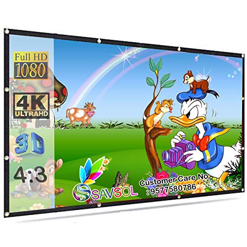 Savsol® Eyelet Screen (10 ft. (W) x 8 ft. (H) - 150" Inch) Diagonal Anti-Crease Projection Screen for Home Theater 4:03 Aspect Ratio - Image 1