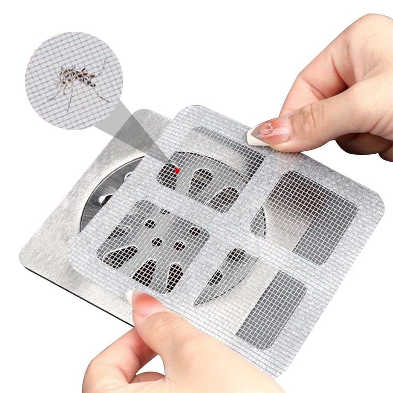 PANO PICKS PANO PICKS 20 Pack Disposable Shower Drain Hair Catcher Drain Hair Catcher Waterproof Mesh Stickers for Bathroom Accessories Apartment Essentials for Kitchen Sink Bathtub 4 X 4 Pack of 20  - Image 1