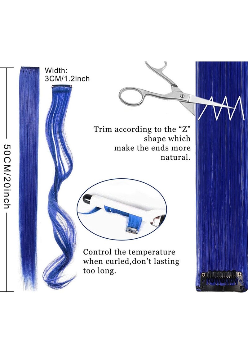 Estelle Girlish Colors Fashion Hair Accessories Clip In On Rainbow Wig Pieces for Amercian Girls and Teens Colored Hair Extension Party Highlight Multiple Colors Hairpieces Lavender - Image 2