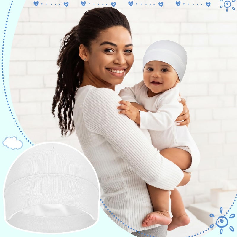 Cotwinter 6 Pcs Satin Lined Baby Newborn Hats Silk Satin Lined Beanie Toddler Hat for Hospital Infant Girls Boys(Fresh Color,0-6 Months) - Image 5