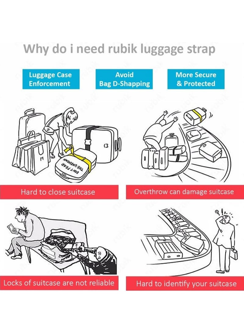 Rubik Cross Luggage Strap with Password, 150 Inch Adjustable Heavy Duty Travel Packing Belt for Bag Baggage Suitcase Safety (1 Pack) Parrot Green  - Image 5
