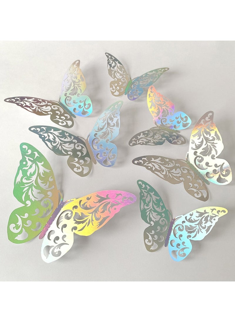 60 Pcs 3D Shiny Sliver Wall Stickers Decals Removable Butterfly Wall Decor Classroom Decor