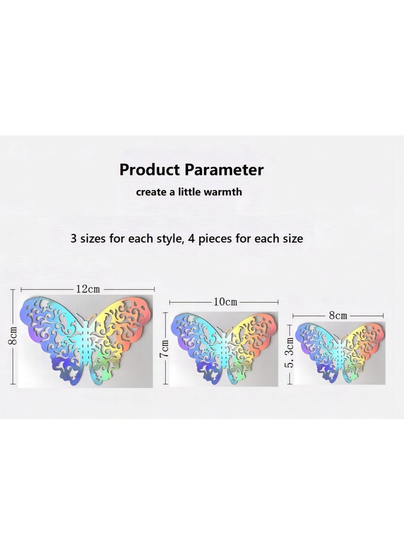 60 Pcs 3D Shiny Sliver Wall Stickers Decals Removable Butterfly Wall Decor Classroom Decor