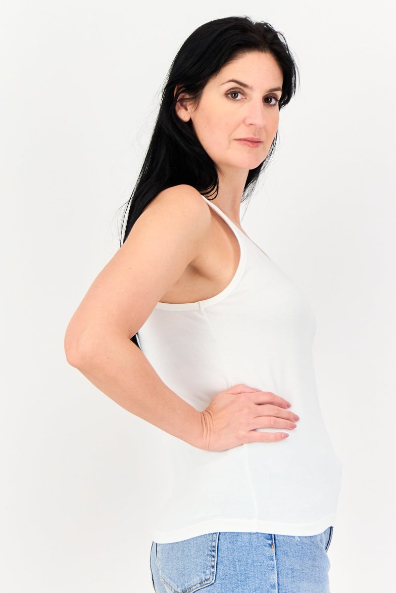 VANS Women Round Neck Sleeveless Brand Logo Top, White - Image 2