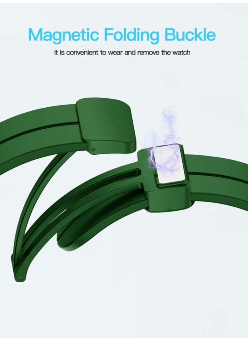 Generic - Apple watch strap with magnetic closure  size 49  olive color - Image 1