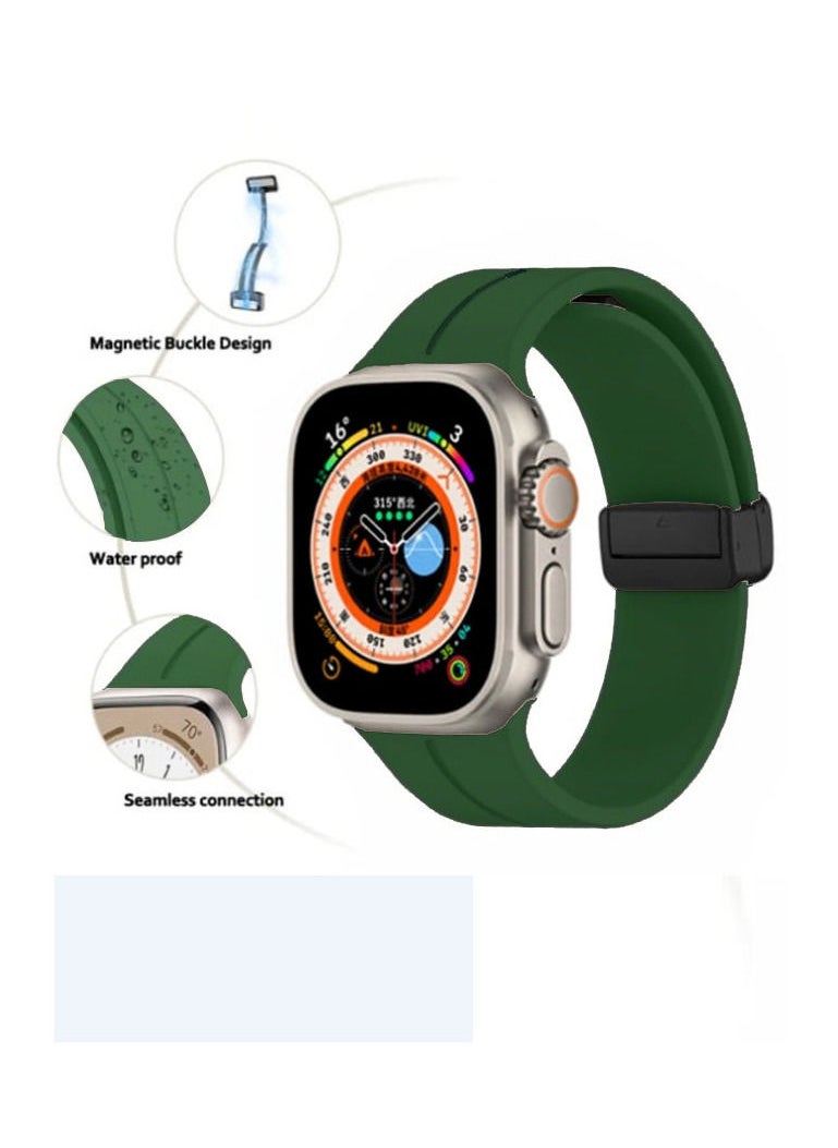 Generic - Apple watch strap with magnetic closure  size 49  olive color - Image 1