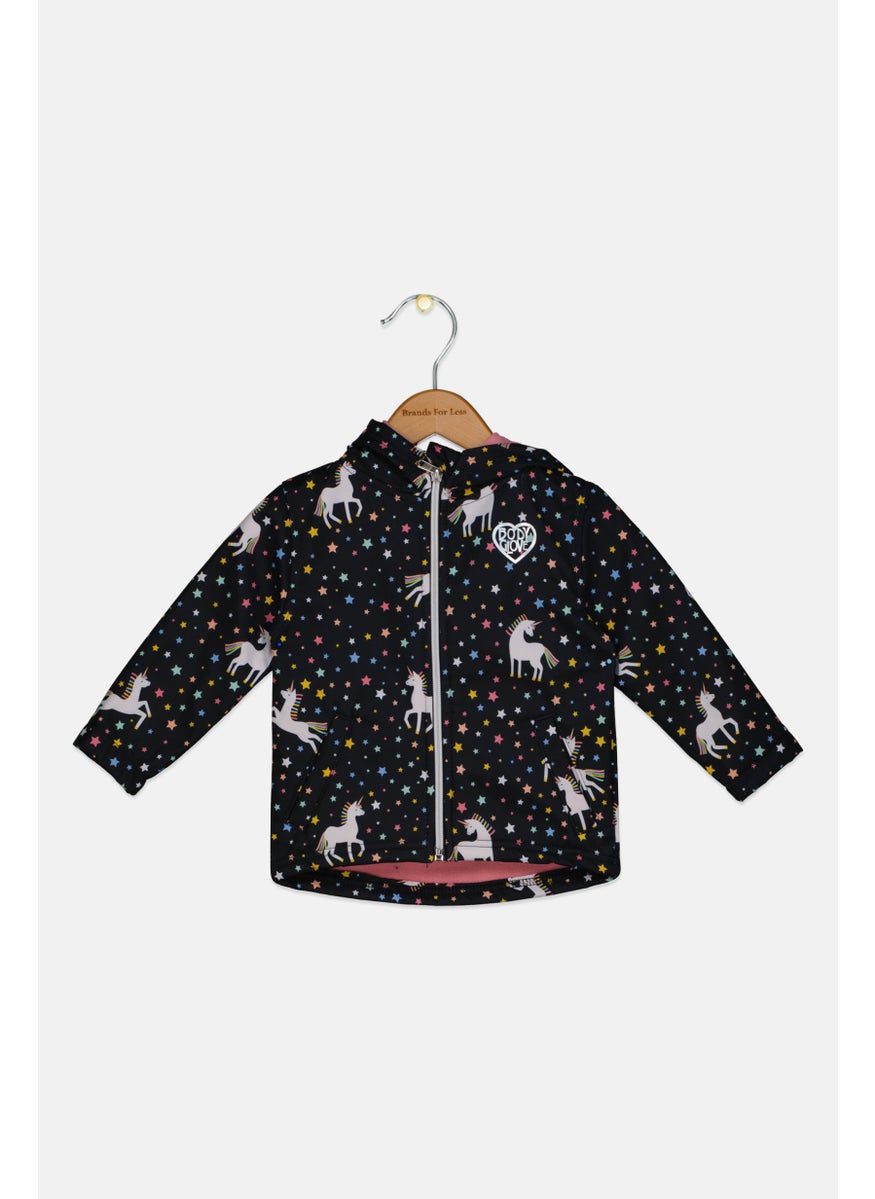 Body Glove - Toddlers Girl Hooded Allover Print Full Zip Jacket, Multicolor - Image 1