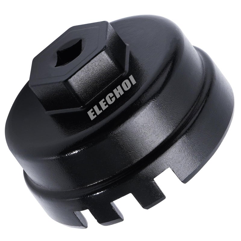 ELECHOI 64mm 14 Flutes6 Slots Oil Filter Cap Wrench Removal Tool Socket Compatible with Toyota Lexus Prius and Scion Vehicles Equipped with 18L 4Cylinder engines Black HeavyDuty Aluminum - Image 3