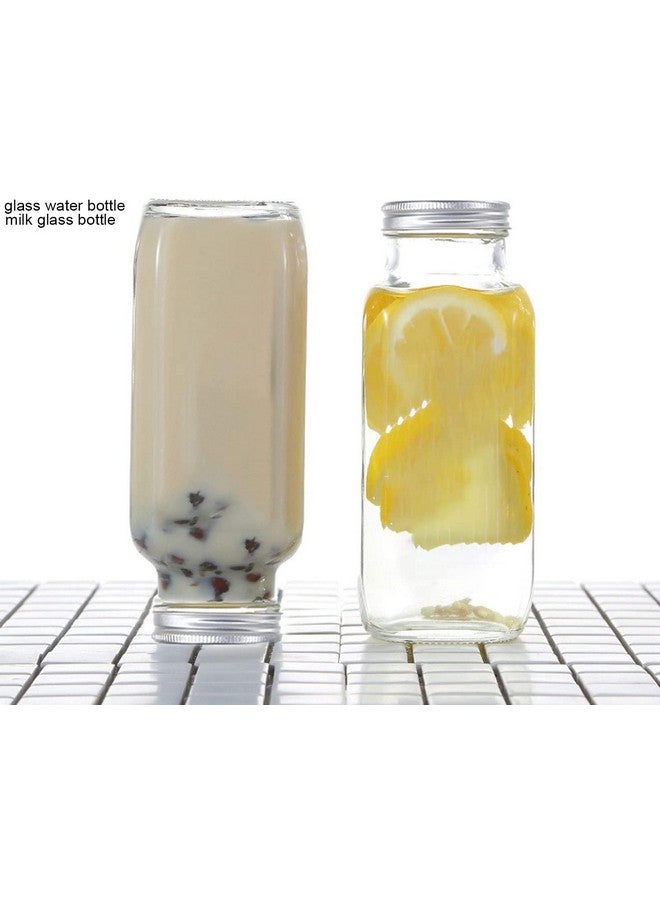 Brezzycloud 500ml French Square Reusable Travel Glass Drinking Fridge Bottle with Metal Silver Lid, Perfect for Home, Travel, Juicing, Water, Smoothie - 500ml - Set Of 2 - Image 3