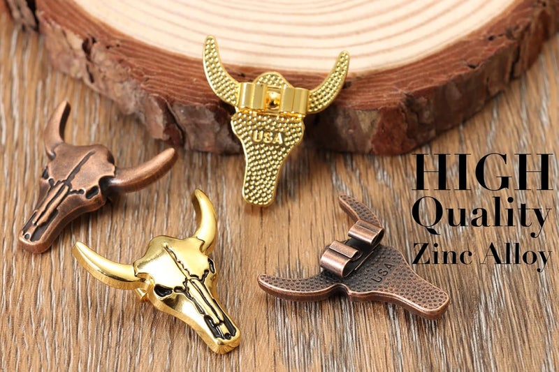 Wentur Western Vintage Bolo Tie for Men - Cow Skull Design Cowboy Tie - Black Leather Bolo Necktie Necklace - Image 4