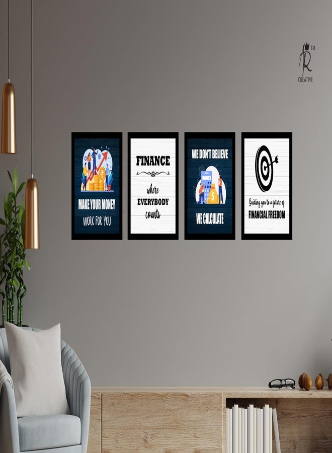 AR Creative Make Your Money - Accounting Finance CA Quotes, Motivational Quote Framed Wall Poster, Inspirational Quotes Print with Frame, Home, Office Decor (10 inch x 10 inch), Set Of 4 - Image 3