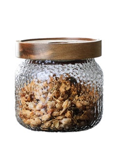 Excefore Glass Storage Jar, Glass Jar with Bamboo Lid 300ML(10 OZ), Kitchen Containers Decorative Jar Airtight Glass Jars, Anti-Slip Food Storage Container, for Tea Coffee Bean Sugar Candy Cookie Spice  - Image 1
