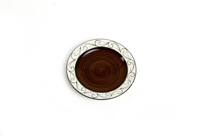 Caffeine Ceramic Handmade Brown Doodle Quarter Plate 7 Set of 2 - Image 4