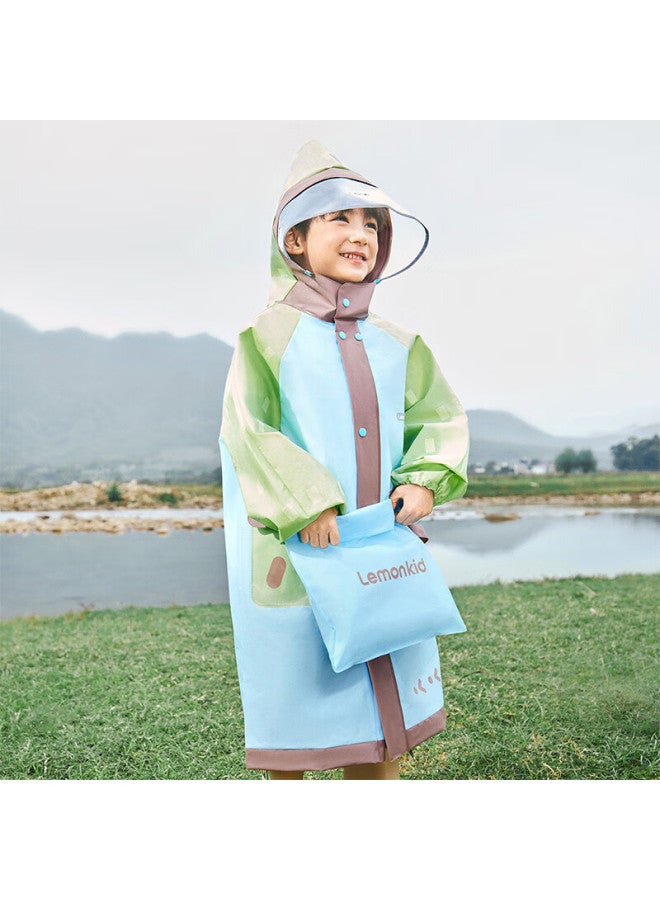 Lemonkid Kids Raincoat Uni Elementary School Backpack Rain Poncho Baby School Waterproof Jacket Mint Sea Salt Blue M - Image 1