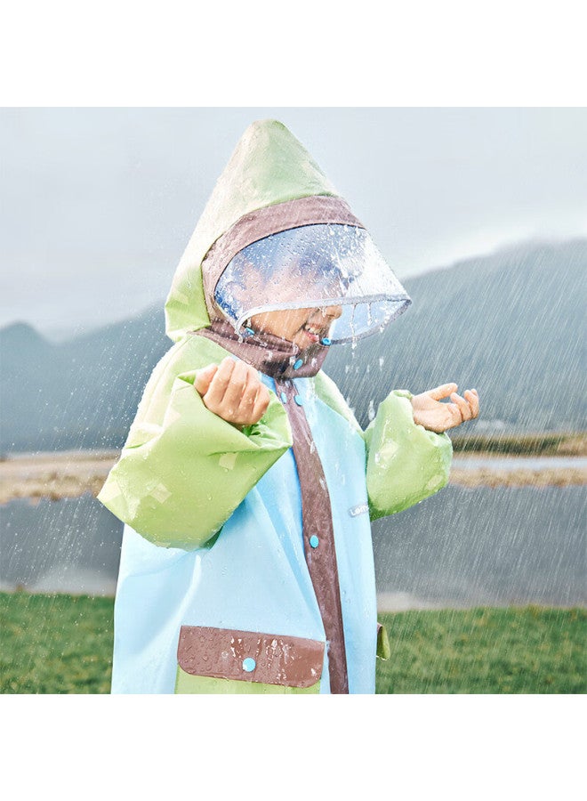 Lemonkid Kids Raincoat Uni Elementary School Backpack Rain Poncho Baby School Waterproof Jacket Mint Sea Salt Blue M - Image 2