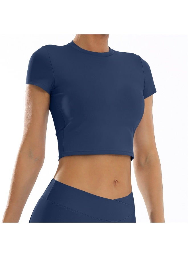 general Crop Top Shirt Short Sleeves Tank Top Yoga Breathable Sports Fitness Workout T-Shirt for Women - Image 2