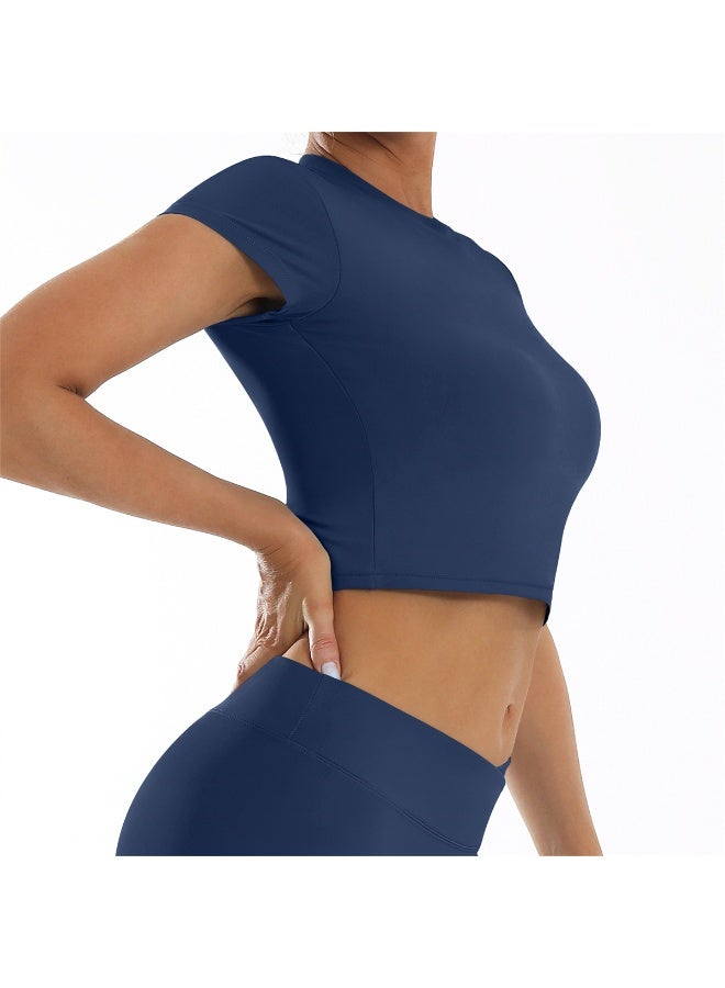 general Crop Top Shirt Short Sleeves Tank Top Yoga Breathable Sports Fitness Workout T-Shirt for Women - Image 4