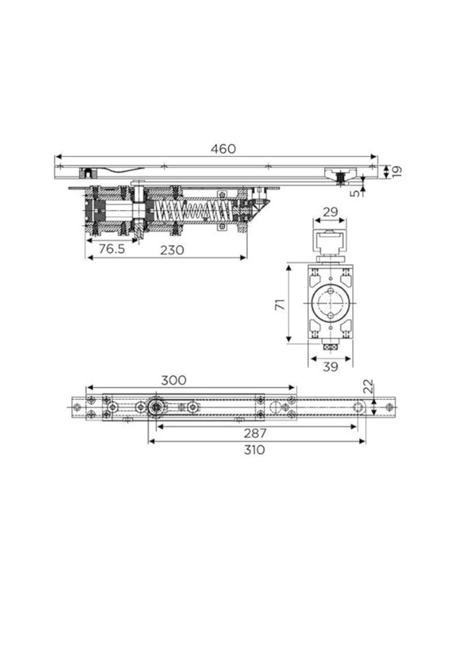 Ozone Ozone Metal Concealed Rack & Pinion Door Closer with EN 2-5 for Suitable for door weight upto 100 kgs Home Wooden Door Automatic Hydraulic (Finish Silver) (Automatic Door Closer) (CDC-4800)  - Image 3