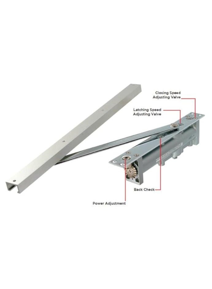 Ozone Ozone Metal Concealed Rack & Pinion Door Closer with EN 2-5 for Suitable for door weight upto 100 kgs Home Wooden Door Automatic Hydraulic (Finish Silver) (Automatic Door Closer) (CDC-4800)  - Image 4