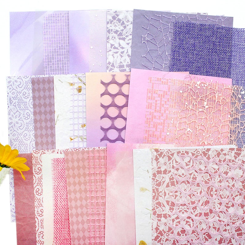 Anvin 30 Pcs Textured Paper - 5x7 Inch Craft Paper for Scrapbooking, Art Journaling, Card Making, DIY (Pink, Purple) - Image 1