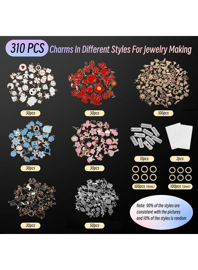 Bluejw Funtopia Charms for Jewelry Making, 310pcs Gold Enamel Charms for Bracelets Necklace Keychain Earring Making, Assorted Cute Metal Pendants Bulk for DIY Craft Supplies  - Image 4