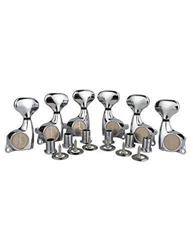 Guyker 6Pcs Guitar Machine Heads (3L + 3R) – 1:21 Sealed Tuning Key Pegs Tuners Set Replacement for ST TL SG Style Electric or Acoustic Guitars – Chrome - Image 1