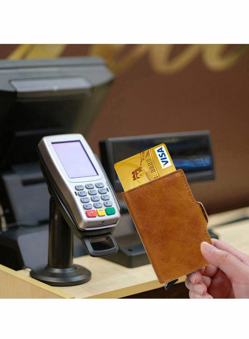 Men's RFID Leather Wallet Slim Design with Automatic Pop Up Feature Holds 14 Cards and Cash Ideal for Travel - Image 2