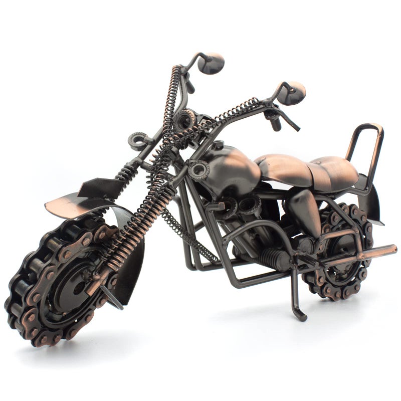 QIRLOEU QIRLOEU Motorcycle Gifts for Men Unique Birthday Gifts for Him Dad Husband Grandpa Boyfriend Son Vintage Metal Motorcycle Sculpture Art for Home Office Man Cave Decor 