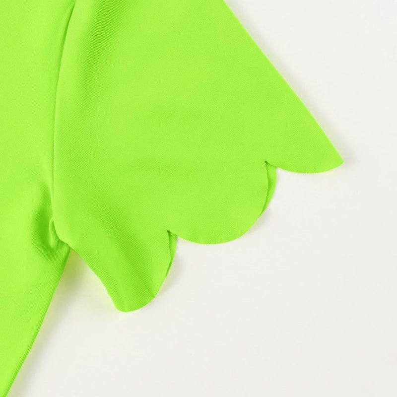 Noomelfish Girls Short Sleeve Scalloped Edge T-Shirts Casual Cute Summer Tee Tops Blouse, Neon Green, Size 7-8 Years - Image 4
