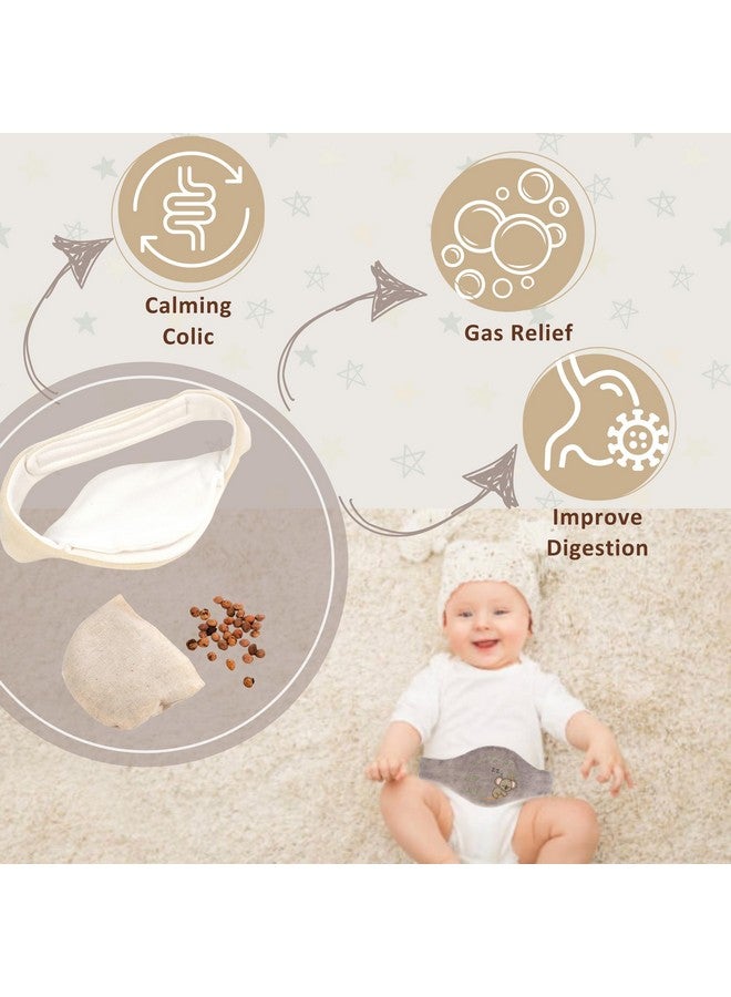 Pafuly Baby Colic Gas and Upset Stomach Relief for Newborns-100% Cherry Seed-Heated Tummy Wrap-Colic Baby Swaddling Belt for Natural Relief-Soothing and Calming (Beige) - Image 2