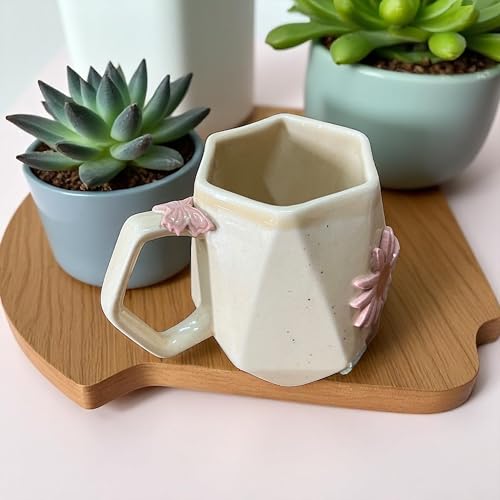 BACKKSPACE RETAIL Ceramic Mug with Unique Blooming Flower – 250ml | Diamond Brown | Perfect for Coffee Tea Milk | Microwave and Dishwasher Safe | Ideal for Home, Office, Gifting, Diwali - Image 2