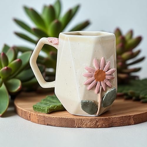 BACKKSPACE RETAIL Ceramic Mug with Unique Blooming Flower – 250ml | Diamond Brown | Perfect for Coffee Tea Milk | Microwave and Dishwasher Safe | Ideal for Home, Office, Gifting, Diwali - Image 1