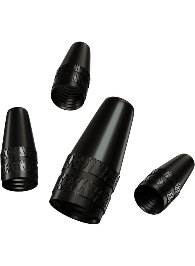 Generic 4 Pcs Aluminum Alloy Valve Caps Compatible For Presta Valve Bicycle - French Style Bike Dust Caps Tire (Black)  - Image 1
