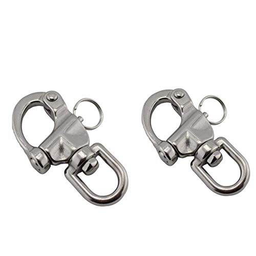 NRC&XRC Pair 5IN(128mm) Jaw Swivel Eye Snap Shackle Quick Release Bail Rigging Sailing Boat Marine Stainless Steel Clip Pair - Image 1