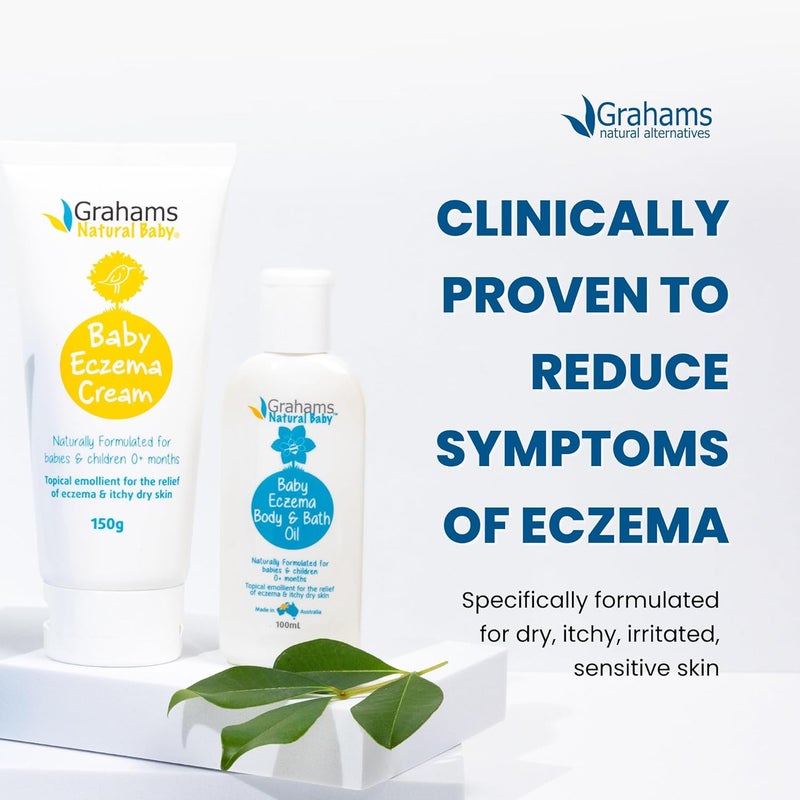 Grahams Natural زيت الإكزيما للأطفال زيت الاستحمام زيت الجسم للأعمار من 0 شهر إلى 12 سنة تركيبة مثبتة سريرياً تخفيف لطيف للبشرة الجافة جداً والحكة 338 أونصة - Image 2