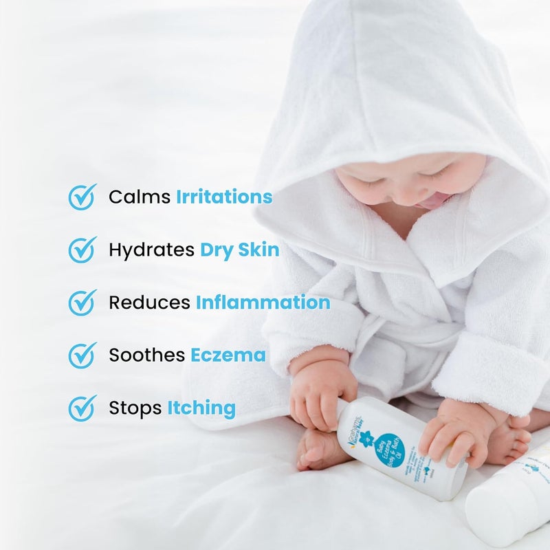 Grahams Natural زيت الإكزيما للأطفال زيت الاستحمام زيت الجسم للأعمار من 0 شهر إلى 12 سنة تركيبة مثبتة سريرياً تخفيف لطيف للبشرة الجافة جداً والحكة 338 أونصة - Image 4