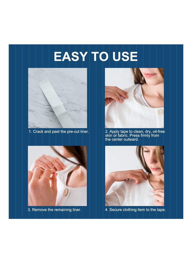 Y&D - Double Sided Tape for Clothes Body Strength Adhesive on Skin and Fabrics Clear All Tones 80 Strips - Image 1