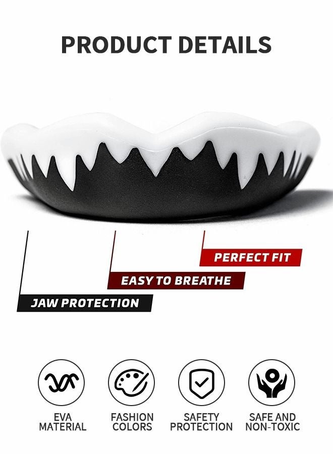 رات سو حارس فم للأطفال والشباب عبارة عن ثلاث قطع مصممة خصيصًا لرياضات كرة القدم والمصارعة والركل والتايكوندو واللكروس وغيرها، مصنوعة من مواد EVA ومتوافقة مع الأقواس السنية. - Image 2