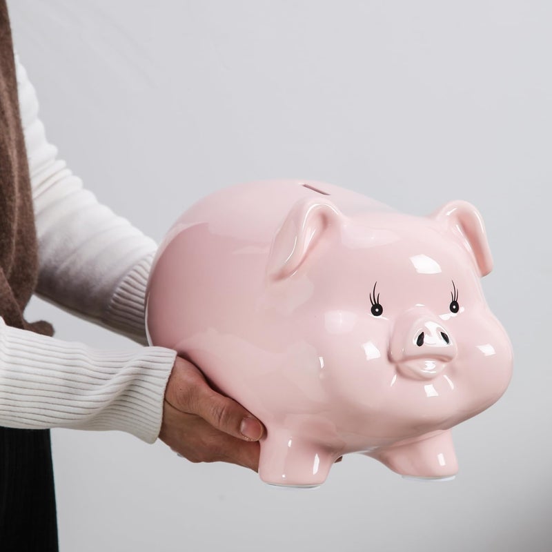PIG WORLD 11'' Large Piggy Bank for Adults,Alcancias De Dinero para Adultos NiÃ±os,Ceramic Coin Bank,Piggy Bank for Boys,Girls Money Box,Money Bank,Modern Home Decor Living Room - Image 1