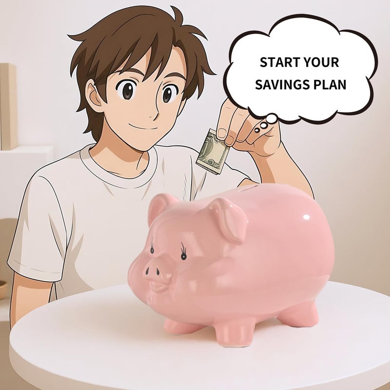 PIG WORLD 11'' Large Piggy Bank for Adults,Alcancias De Dinero para Adultos NiÃ±os,Ceramic Coin Bank,Piggy Bank for Boys,Girls Money Box,Money Bank,Modern Home Decor Living Room - Image 5