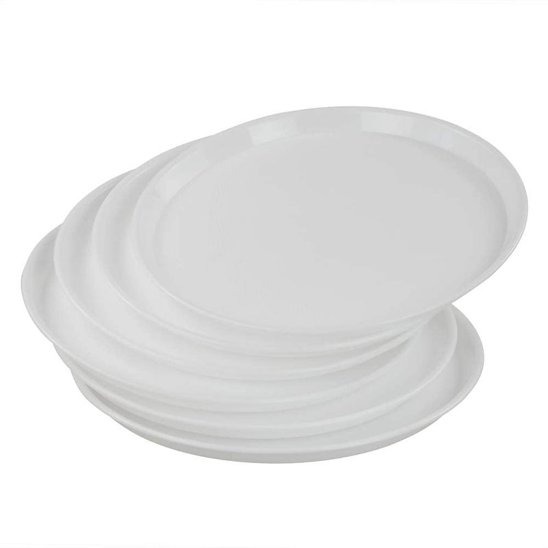 Ponpong Round Plastic Serving Trays Platters White 6 Packs