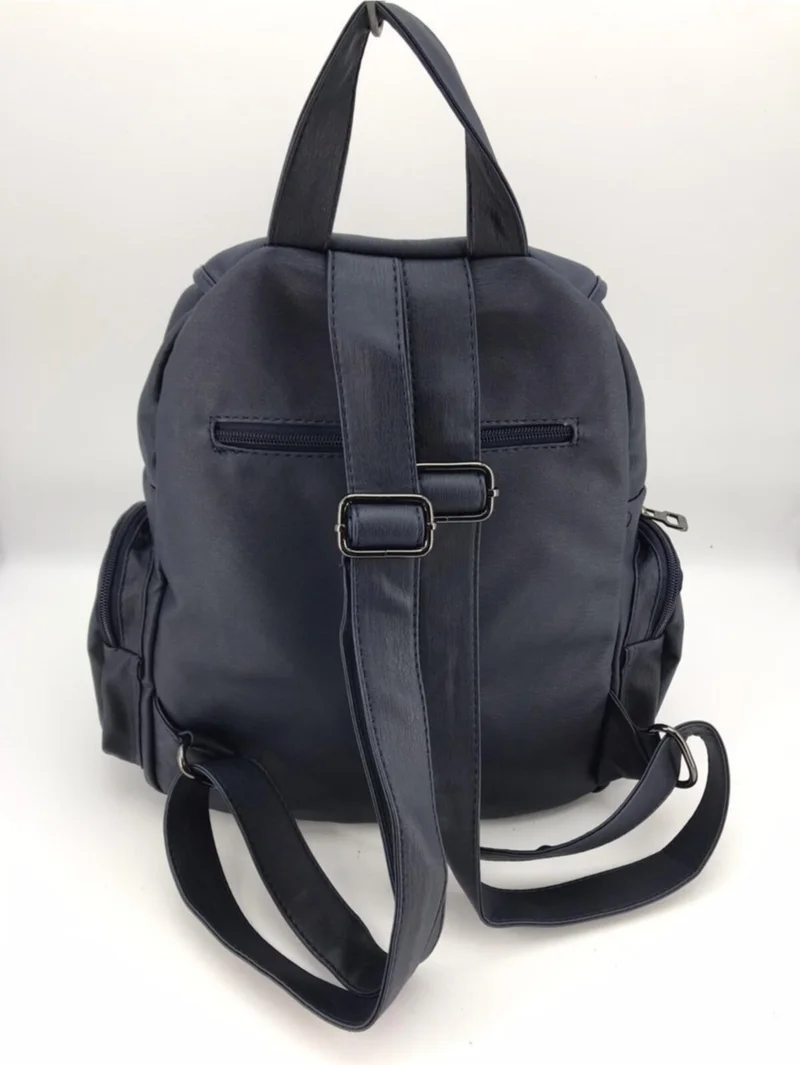Çanta Trend Bag Trend Women's Navy Blue Washed Leather Backpack