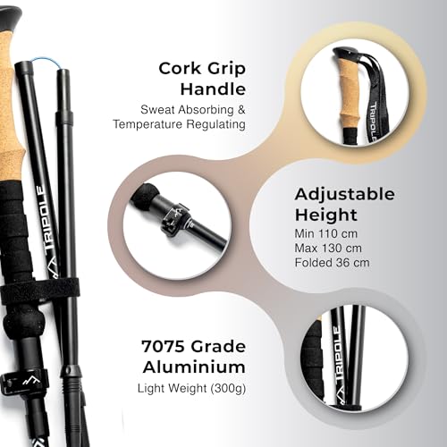 Tripole Trailcore Foldable Trekking and Hiking Pole | ALU7075 | Lightweight | Single Pole - Image 2