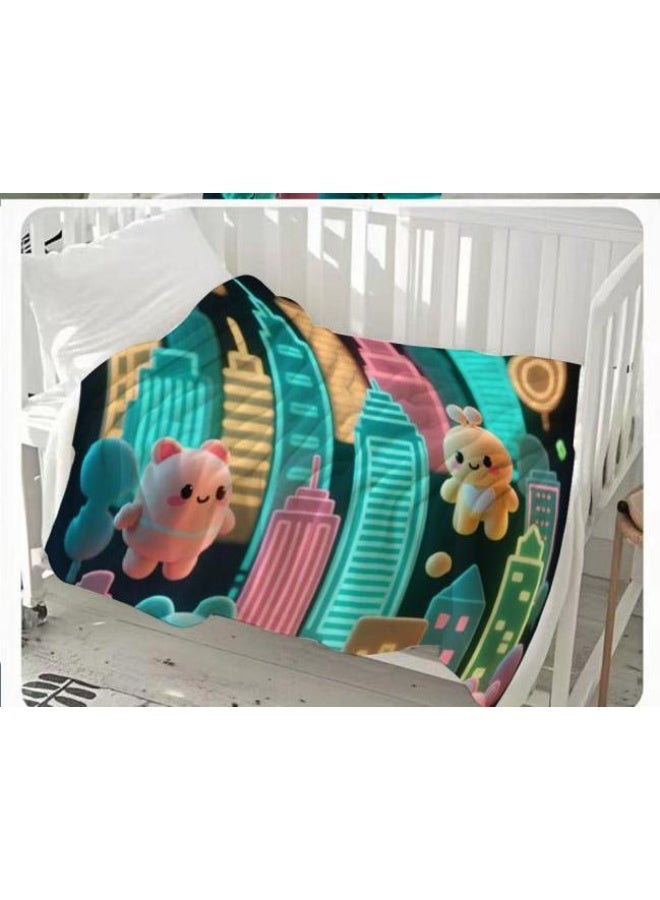 عام بطانية رقيقة من الفانيلا الكرتونية للأطفال والرضع (دافئة ومريحة، ومناسبة للنوم والألعاب) 70 سم * 100 سم - Image 2