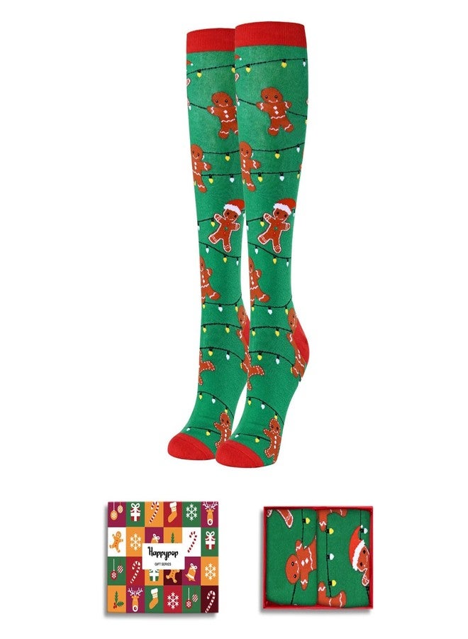 Happy Pop HAPPYPOP Christmas Knee High Socks - Holiday Gingerbread Socks, Stocking Stuffers Christmas Gifts - Image 1