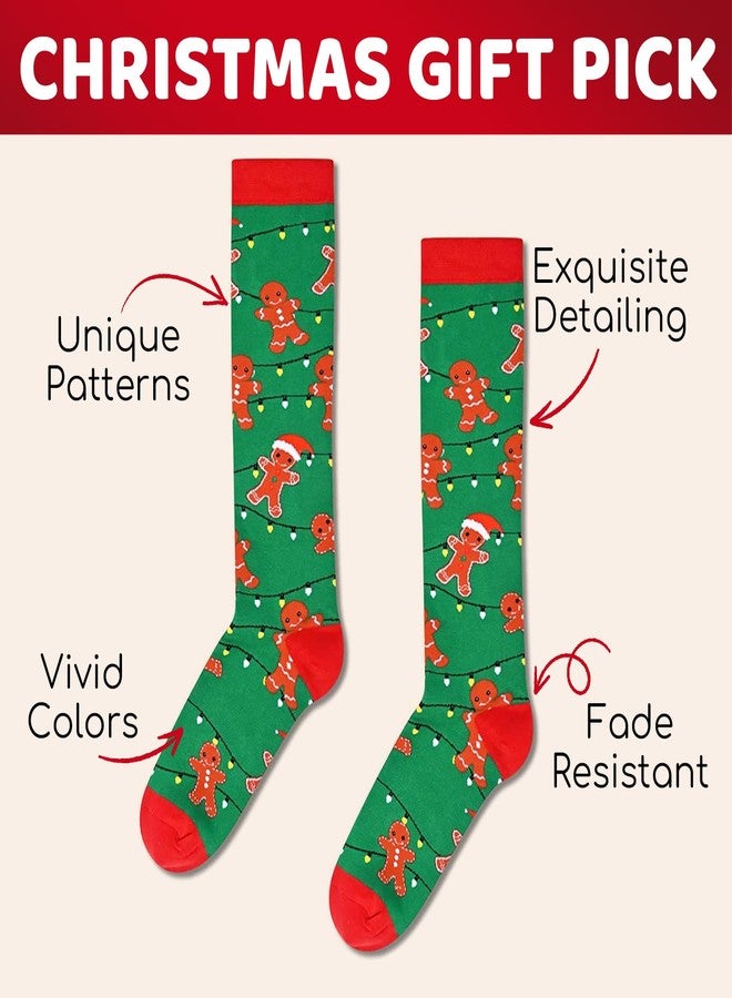 Happy Pop HAPPYPOP Christmas Knee High Socks - Holiday Gingerbread Socks, Stocking Stuffers Christmas Gifts - Image 4